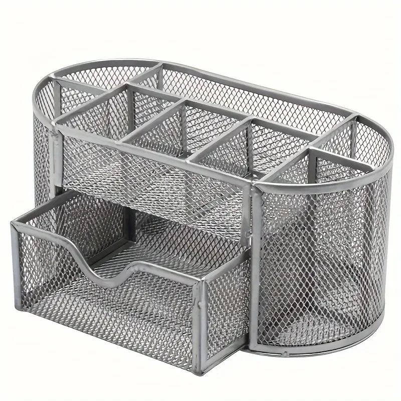Pen Holder Mesh Desk Tidy  Desktop Stationery Organizer with Drawer
