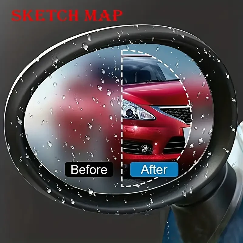2pcs Car Rearview Mirror Rainproof Film, Full Screen Anti-Fog And Waterproof Membrane, Safety & Visibility Enhancing Film For Smooth Driving In Rainy And Foggy Weather