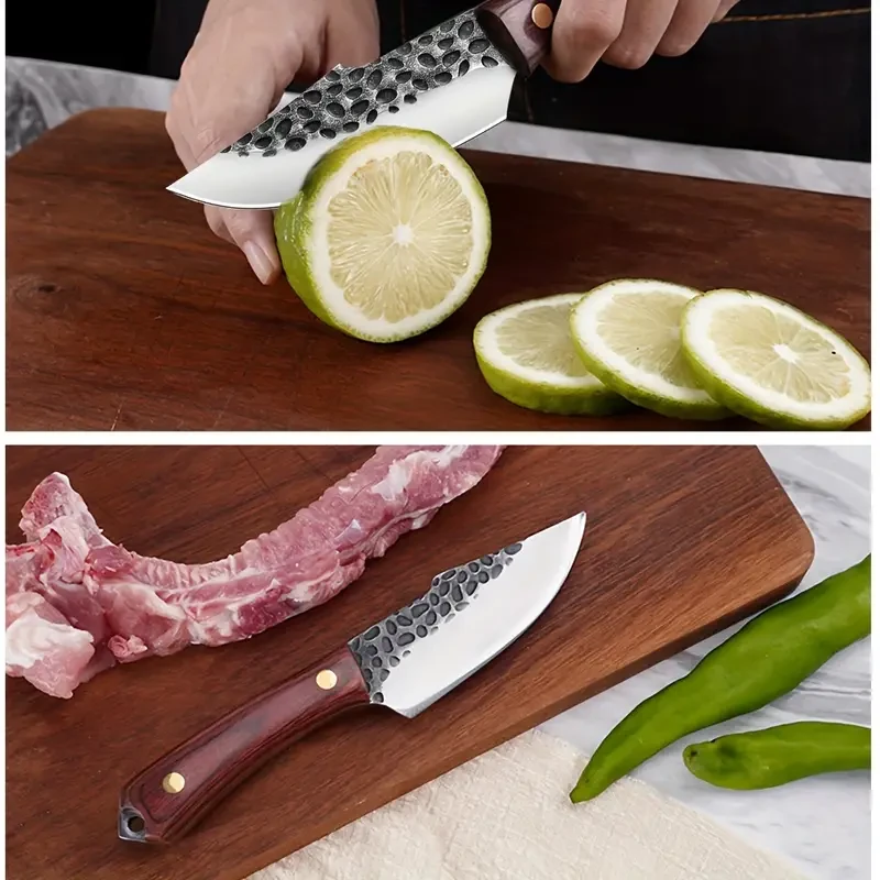 8PCS Professional Chef Butcher's Knife Set  High Carbon Steel Japanese Kitchen Knives + Storage Bag