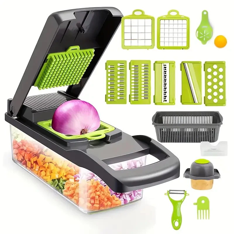 16-in-1 Multifunctional Vegetable Chopper  Manual Slicer & Dicer with Container