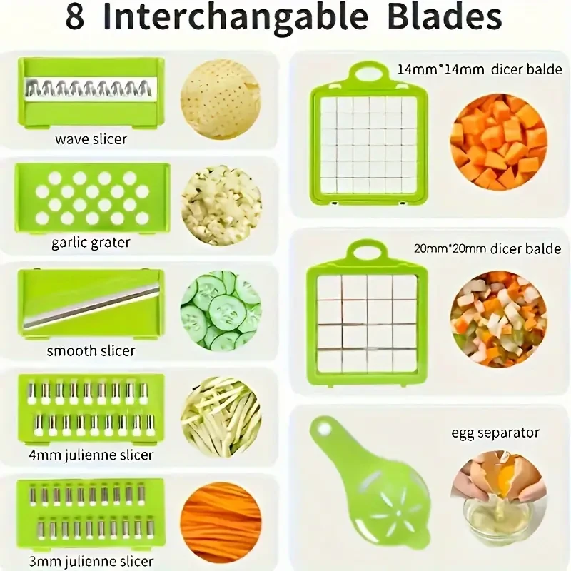 16-in-1 Multifunctional Vegetable Chopper  Manual Slicer & Dicer with Container