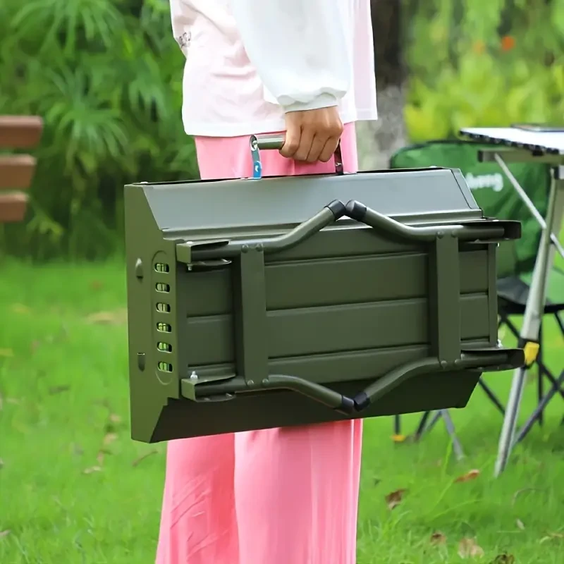 Large Foldable Charcoal BBQ Grill  Portable Outdoor Barbecue Box