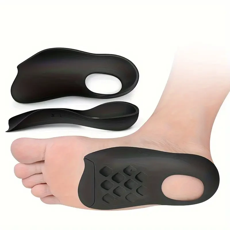 Plantar Orthotic Insoles for Men and Women - 2pcs TPU Arch Support and Heel Correction, Half-Insole Foot Pads for Flat Feet, Foot Arch Collapse, and O/X-Legs, Hand-Washable Rubber Insoles with Massage Zone