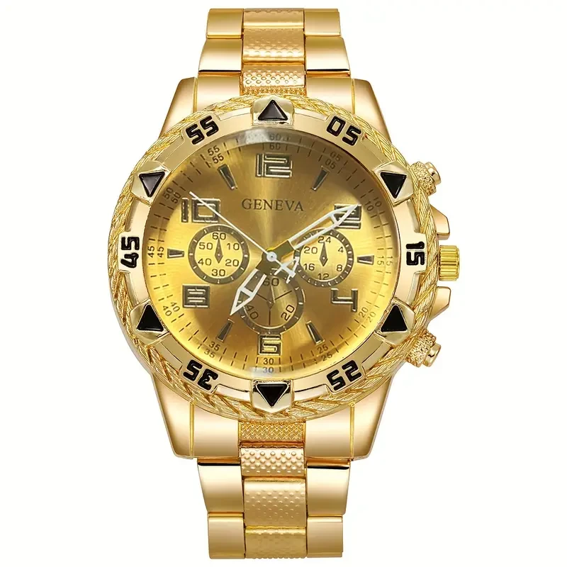 3-Piece/2-Piece Fashionable Business Men's Round Quartz Watch Set with Date Function, Stainless Steel Bands, Zinc Alloy Case, Electronic Movement, Pointer Display - Ideal for Valentine's, Easter, Eid Al-Adha, Birthday, Christmas Gifts
