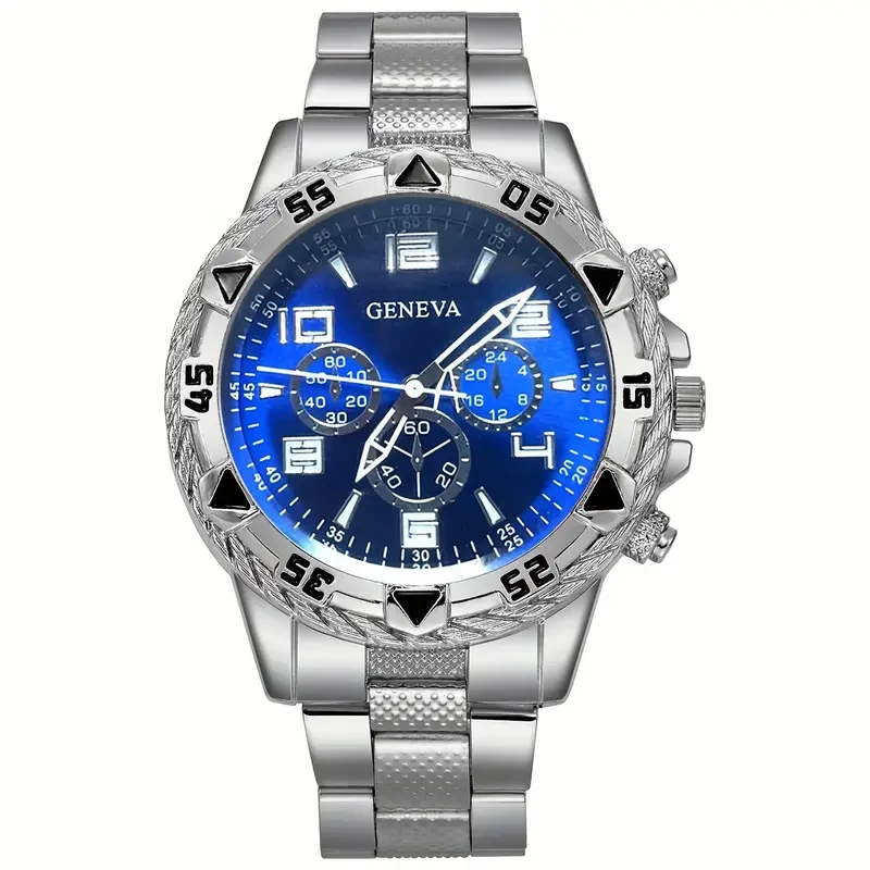 3-Piece/2-Piece Fashionable Business Men's Round Quartz Watch Set with Date Function, Stainless Steel Bands, Zinc Alloy Case, Electronic Movement, Pointer Display - Ideal for Valentine's, Easter, Eid Al-Adha, Birthday, Christmas Gifts
