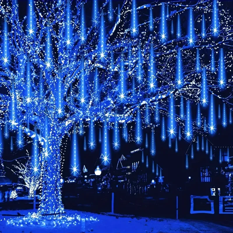 8 Strands 192 LED Solar Shooting Star Lights  Waterproof & Festive
