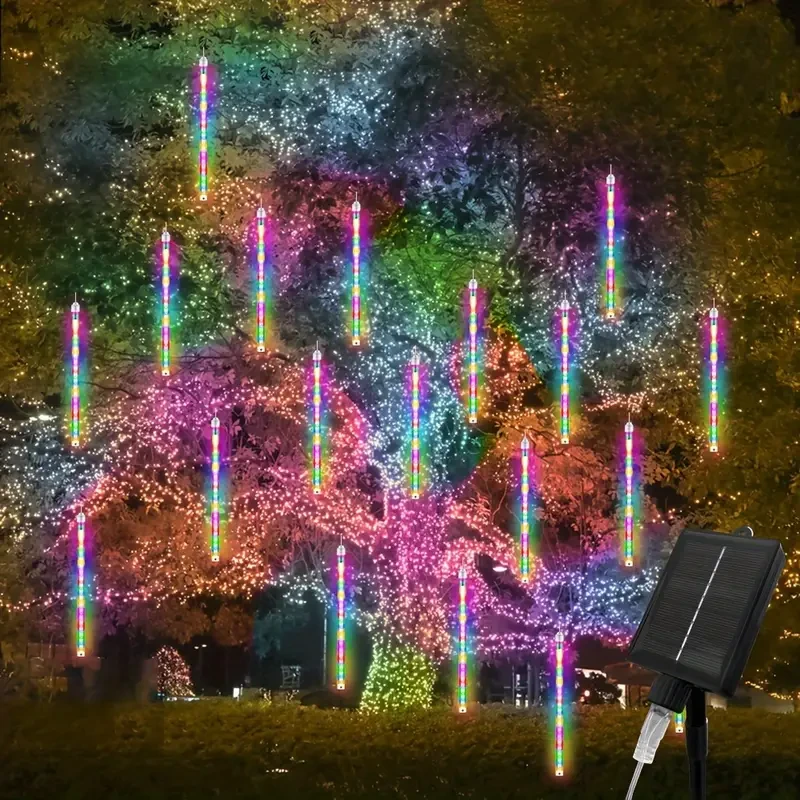8 Strands 192 LED Solar Shooting Star Lights  Waterproof & Festive