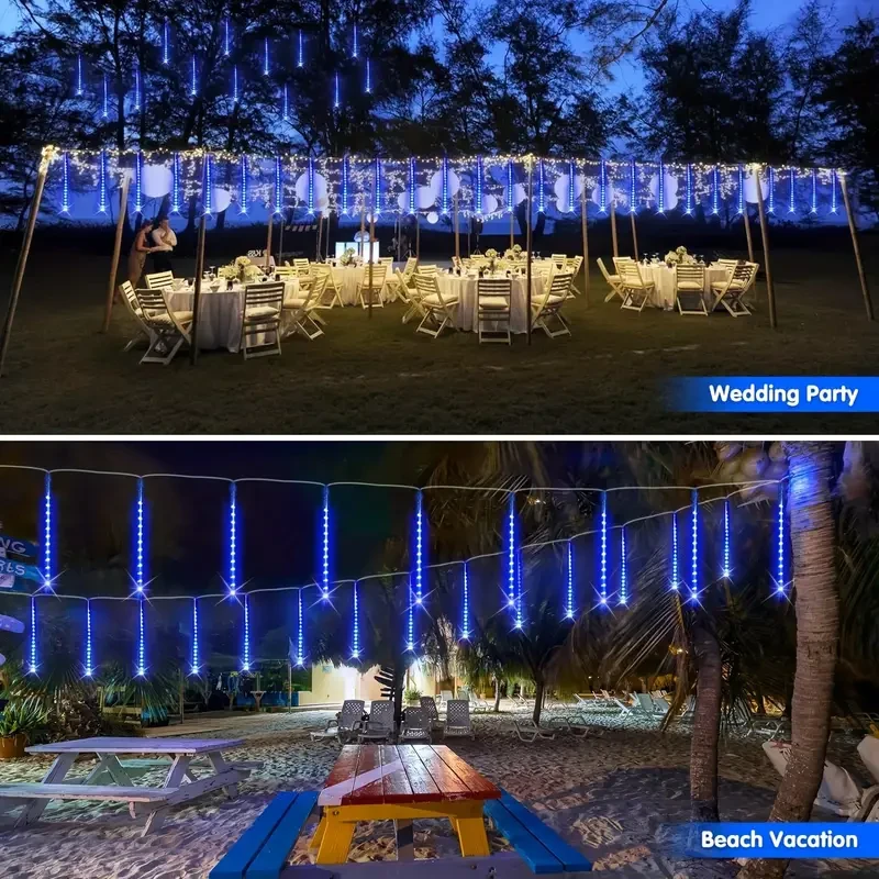 8 Strands 192 LED Solar Shooting Star Lights  Waterproof & Festive