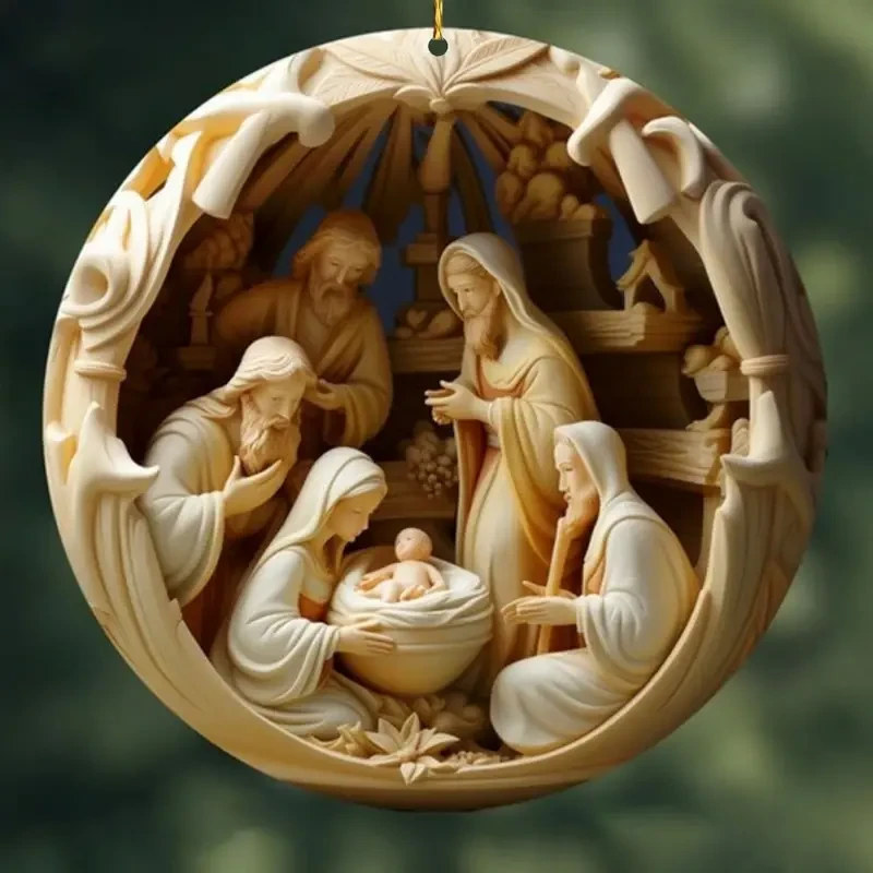 12pcs Nativity Scene Wooden Ornaments Set - 3D Effect Bible Story Decorations for Home, Birthday & Holiday Parties