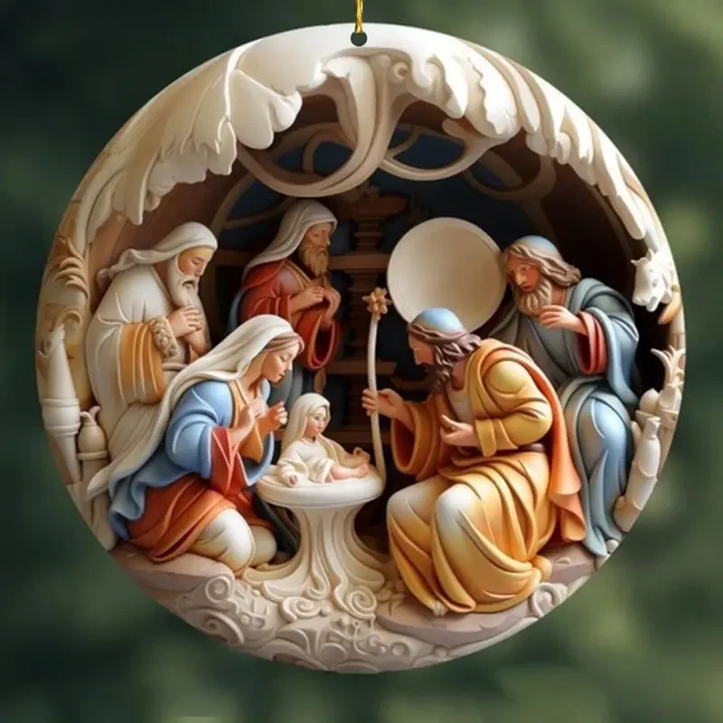 12pcs Nativity Scene Wooden Ornaments Set - 3D Effect Bible Story Decorations for Home, Birthday & Holiday Parties
