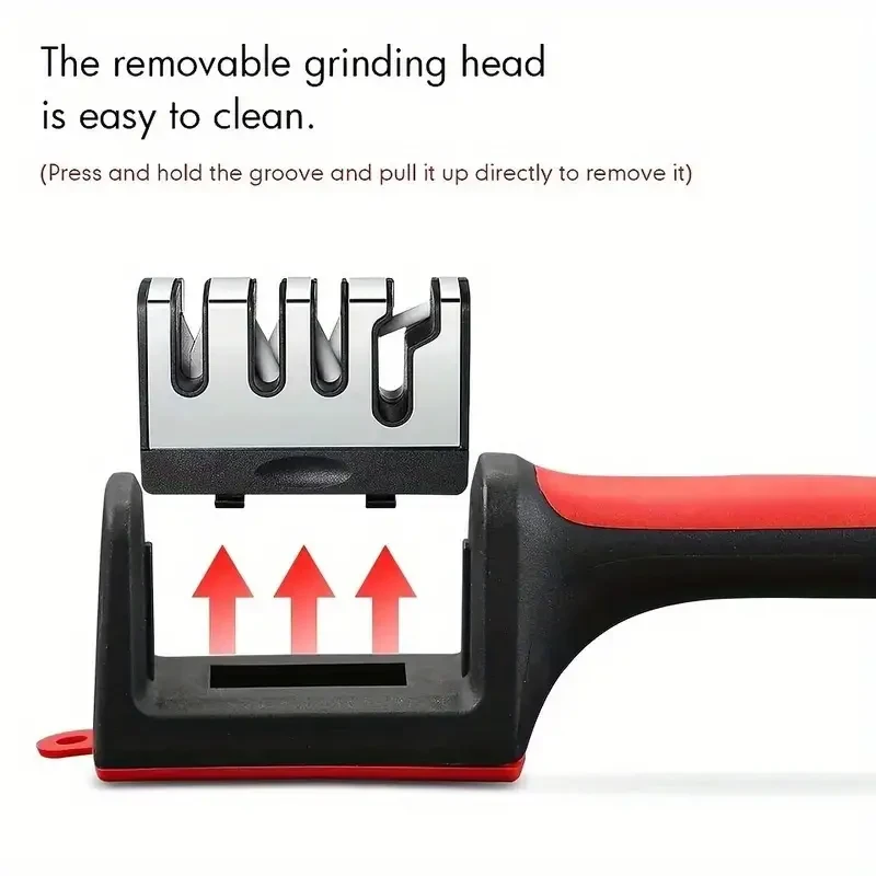 4-Stage Professional Knife Sharpener  Diamond and Ceramic Rods, Safe Design
