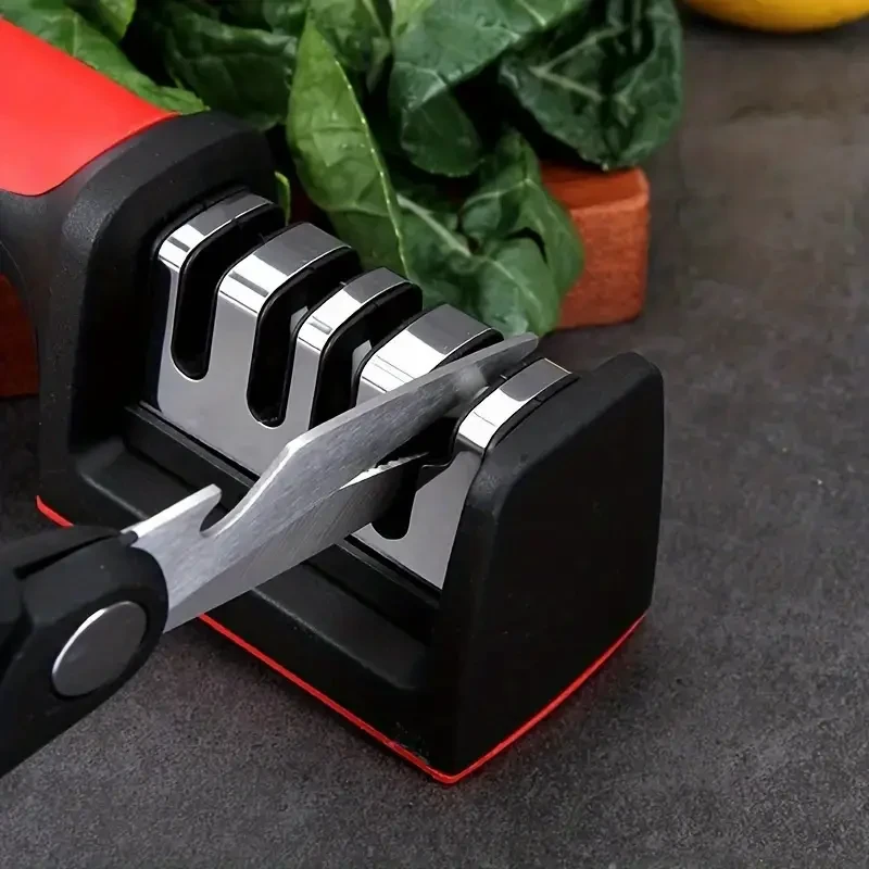 4-Stage Professional Knife Sharpener  Diamond and Ceramic Rods, Safe Design