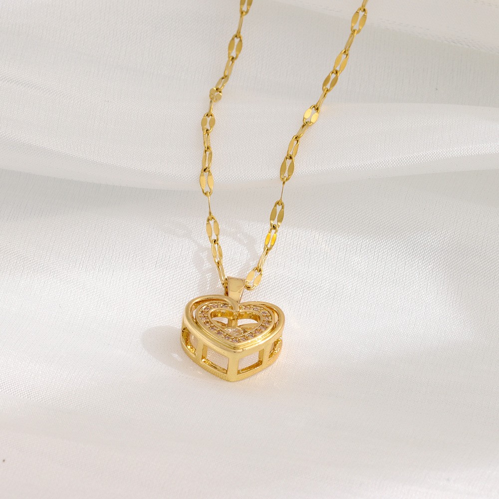 Double-layer Smart Love Pendant Titanium Steel Necklace Fashion Jewelry
