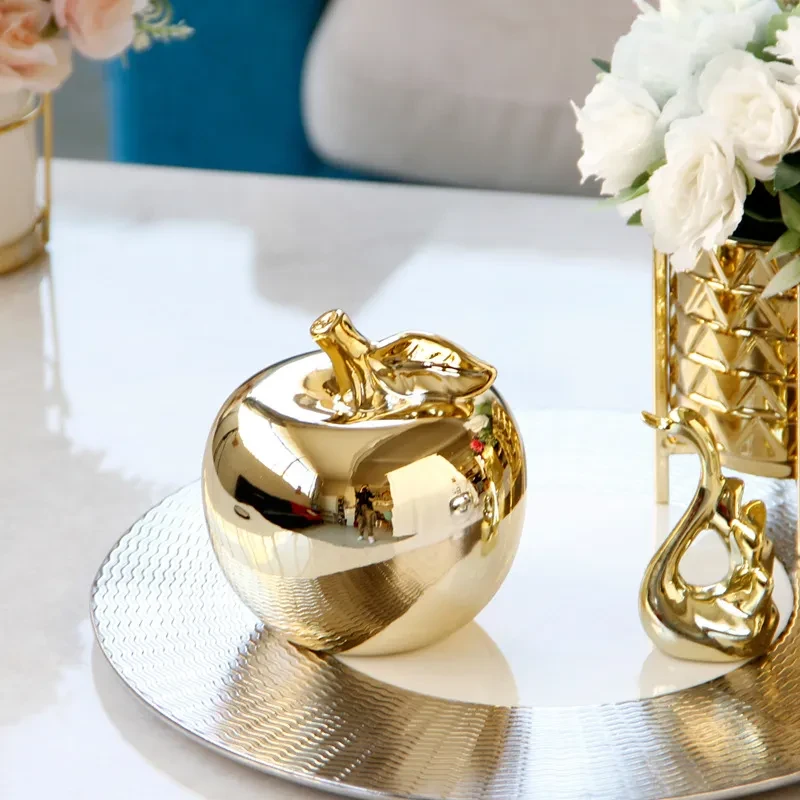 Gold-plated Apple Ceramic Ornaments Modern Minimalist Home Gifts