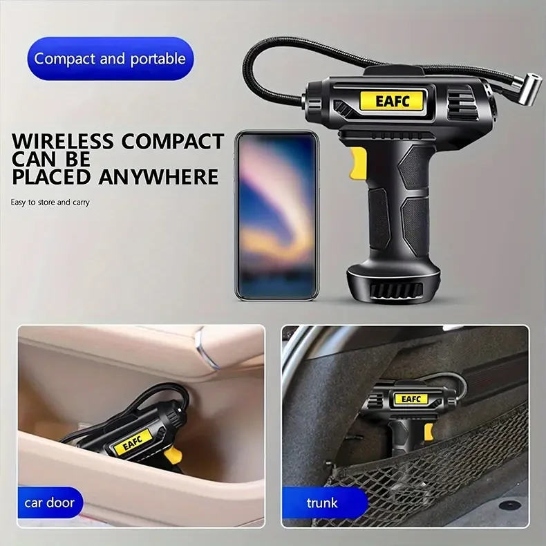 Wireless Car Tire Inflator Pump Portable Air Compressor, Air Pump For Car Motorcycle Bicycle, Tires Electric Tire Pump With Pressure Gauge Light