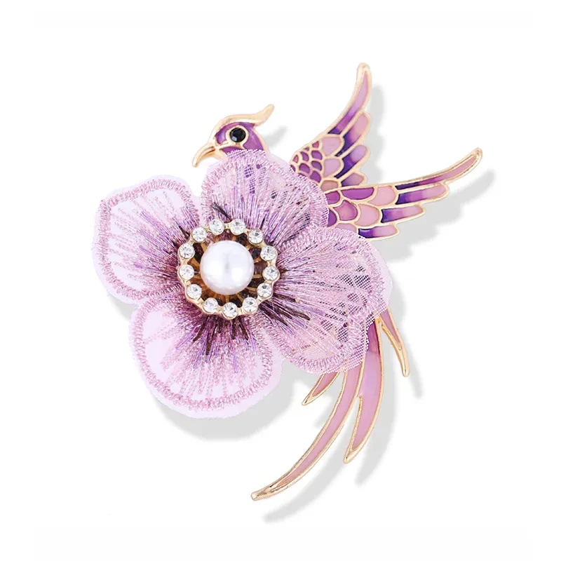 Embroidery brooch Phoenix bird pin