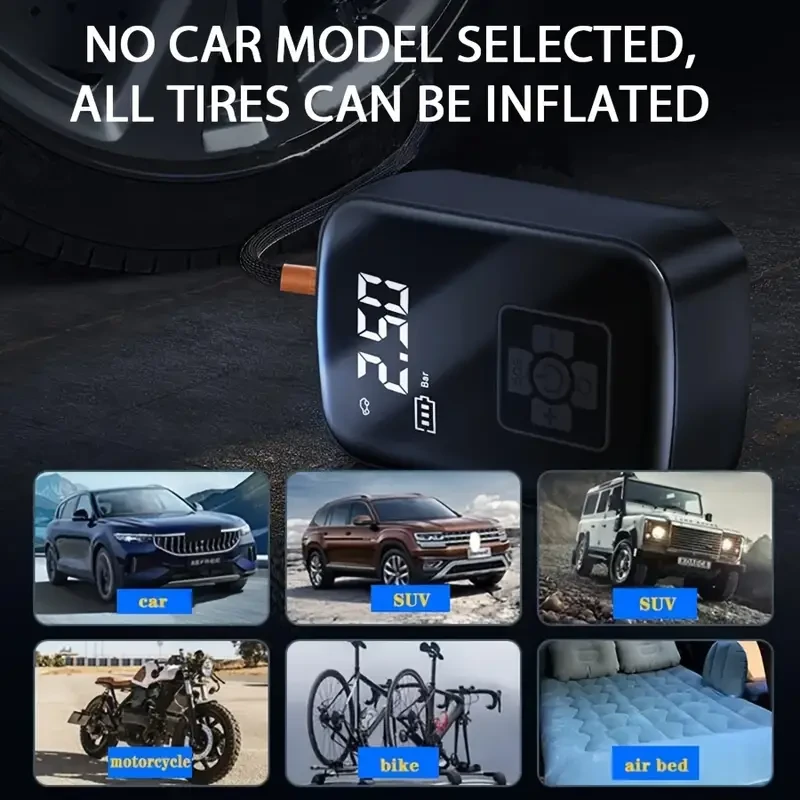 Ultra-Portable Wireless Car Air Compressor Inflator