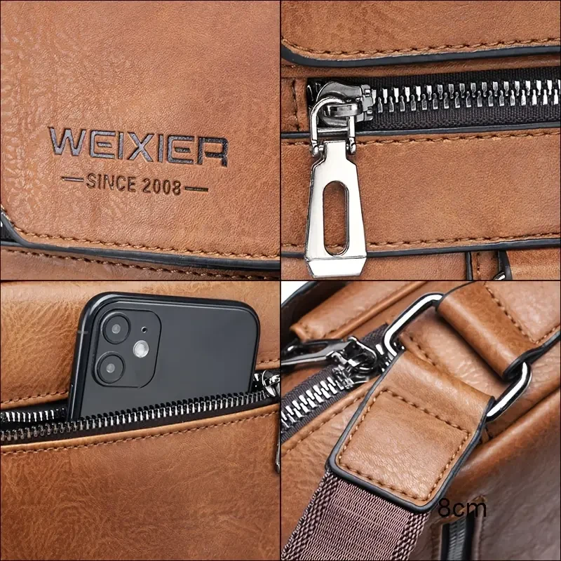Vintage-Style Men's Genuine Leather Crossbody Shoulder Bag