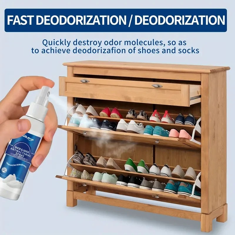 60ml [99.99% Deodorant] Shoe Deodorant Spray, Silver Ion Shoes And Socks Anti-odor