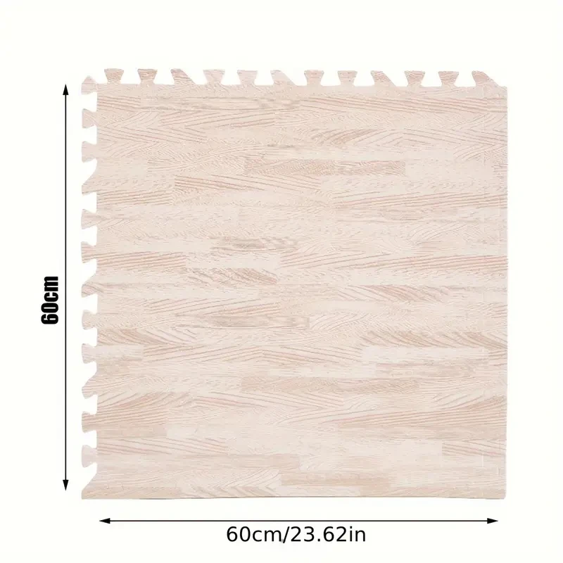 12PCS Printed Wood Grain Floor Tiles Gym Yoga Mats EVA Foam Interlocking Mat With Border Edge For Home Decoration