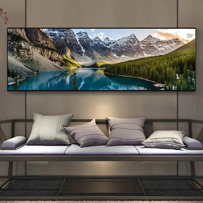 Breathtaking Lake Forest Mountain Scenery Wall Art Decor