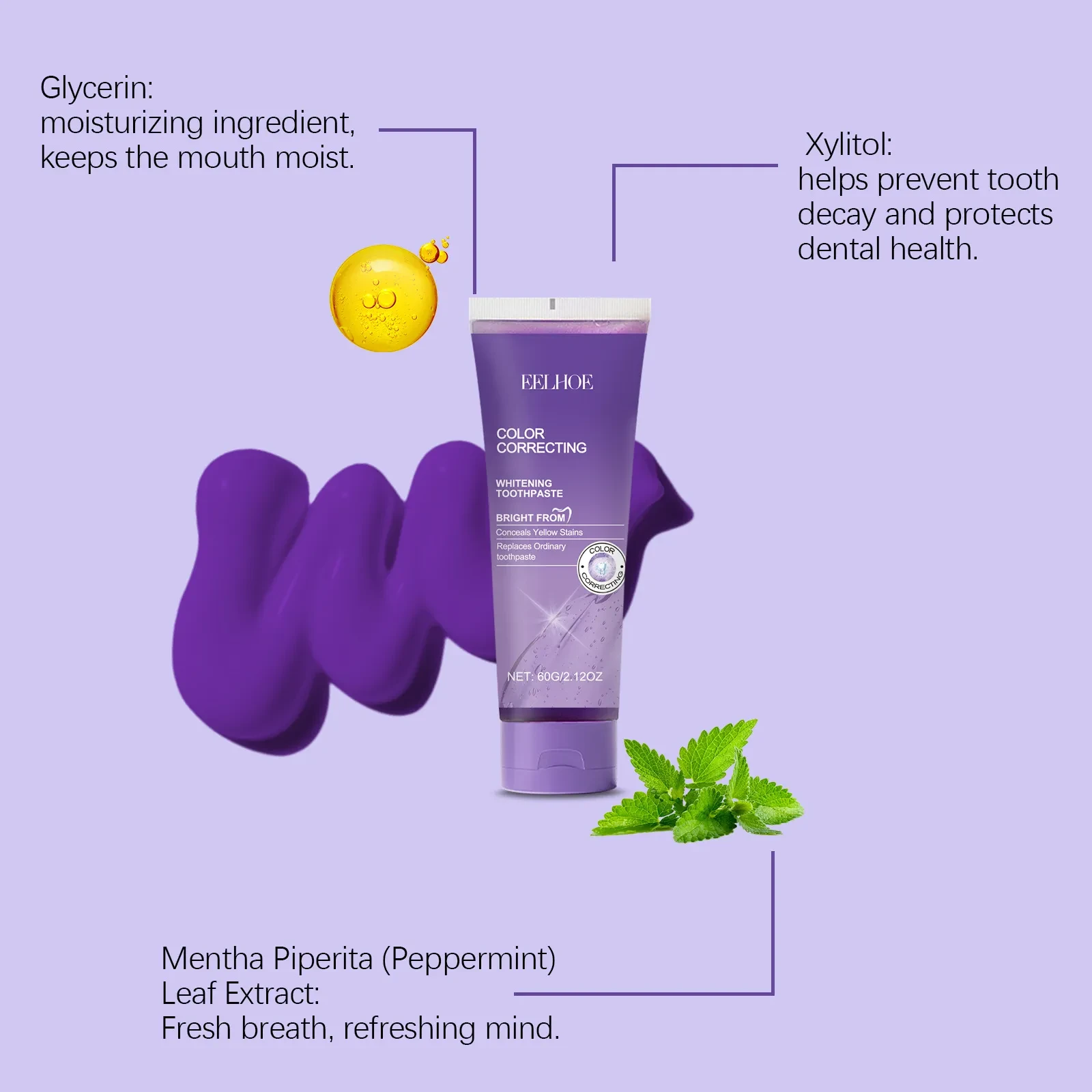 Purple Toothpaste Gentle Care Teeth