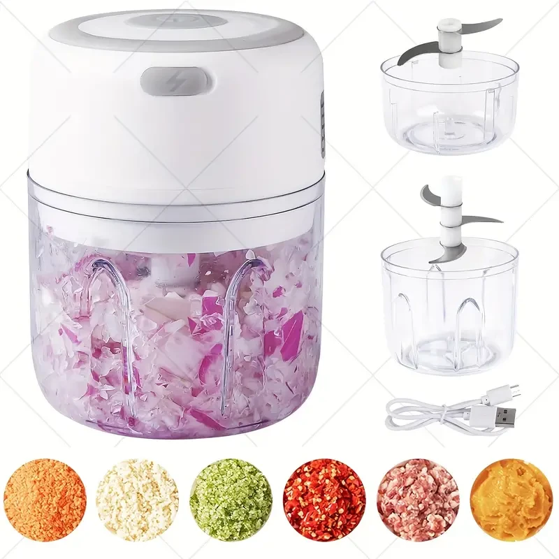 FLZH Electric Mini Garlic Chopper - 3.38/8.45oz USB Meat Grinder, Garlic Masher Machine