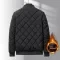 Mens Rhombic-Sewing Cotton Coat  Thickened Winter Baseball Jacket with Casual Solid Color Design