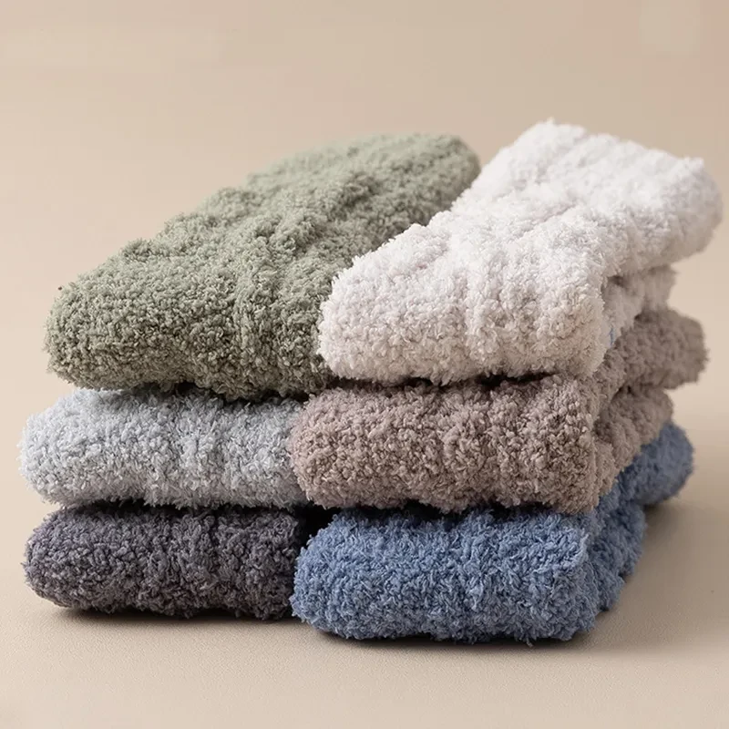 Winter Warm Fuzzy Coral Fleece Socks  Thick Velvet Home Sleeping Floor Socks for Men & Women