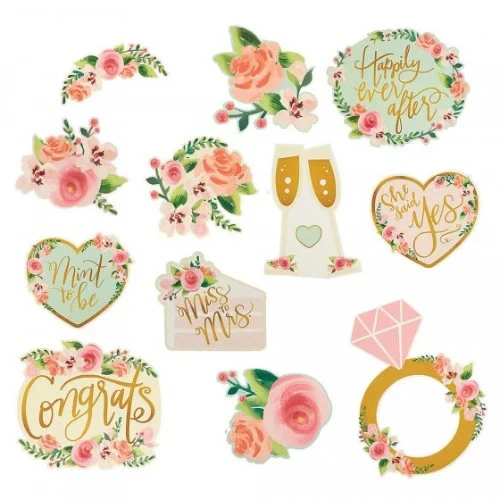 Mint To Be Cardboard Cutouts Assorted Shapes & Sizes - Pack of 12