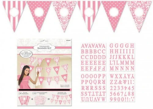 Pennant Banner - New Pink Personalized (24 units) - Pack of 24
