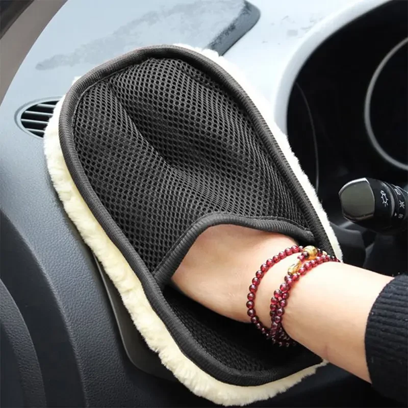 Car Brush Cleaner Wool Gloves