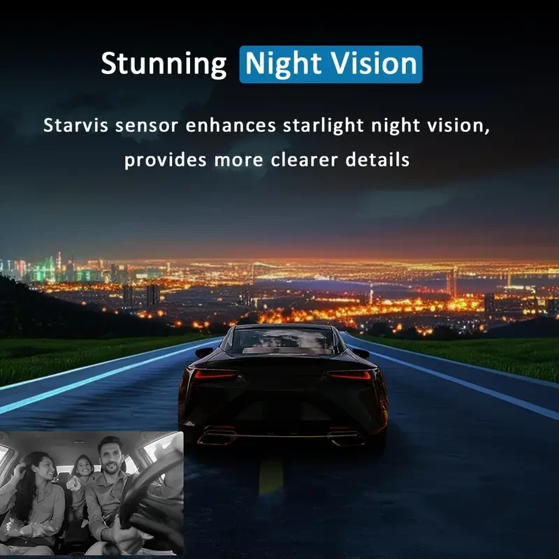 3.16-inch Dual-Lens Dash Camera - 1080P HD Night Vision