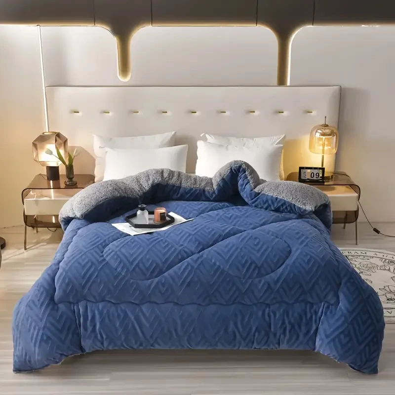 1pc Embossed Velvet Winter Comforter  Ultra-Soft, Warm & Lightweight All-Season Blanket