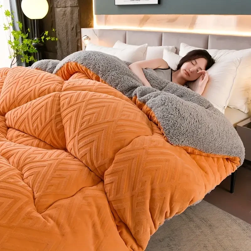 1pc Embossed Velvet Winter Comforter  Ultra-Soft, Warm & Lightweight All-Season Blanket