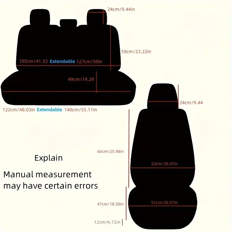 Universal Faux Leather Car Seat Cover Set  All-Season, Full Surround for 5-Seaters