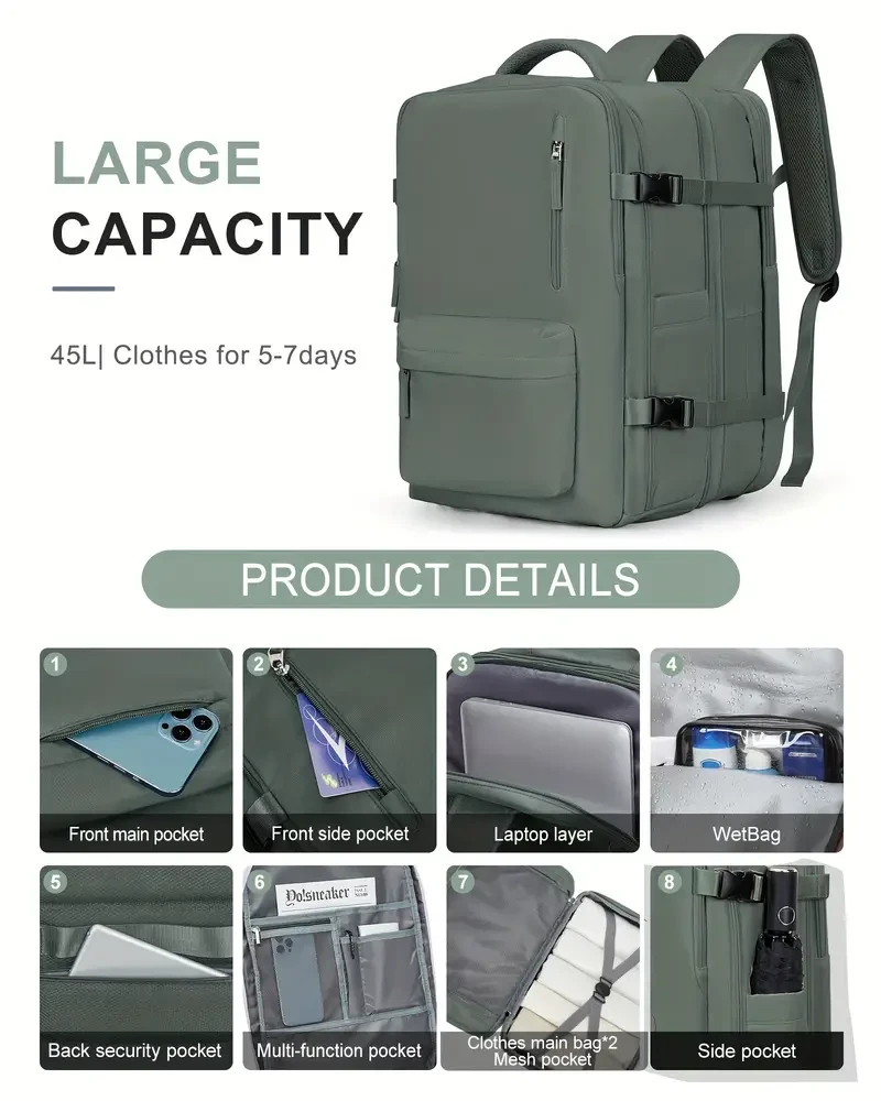 Extra Large Capacity Travel Backpack for 2024 – Business Travel Storage Backpack