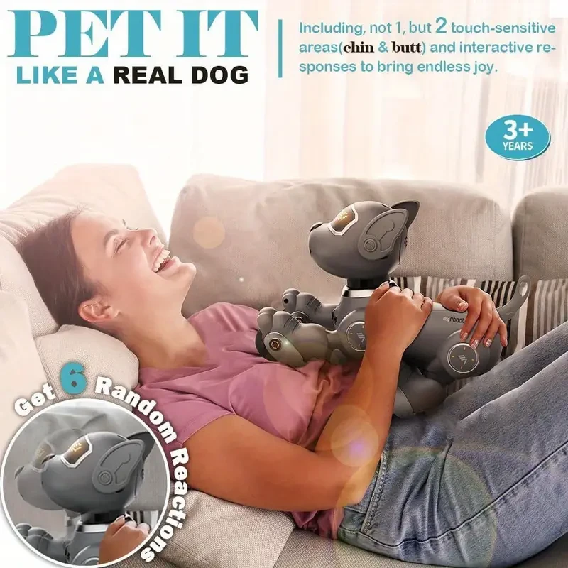 VATOS Interactive Robot Dog - 20+ Response Voice & 2.4GHz Remote Control Pet with Touch Sensors, Program Mode, Robotic Puppy Toy for Kids Boys & Girls
