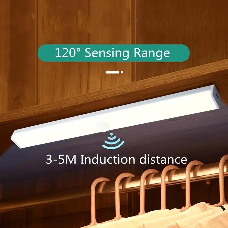 1PC Rechargeable Motion Sensor Night Light, 32CM Wireless LED Cabinet Light With Adjustable Brightness