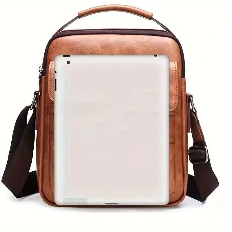 1pc Men's Handbag, Men's Shoulder Bag, Retro PU Leather Vertical Business Casual Bag