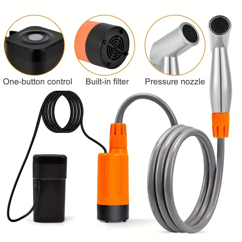 Portable Camping Shower - Outdoor Electric USB Shower with Head Nozzle