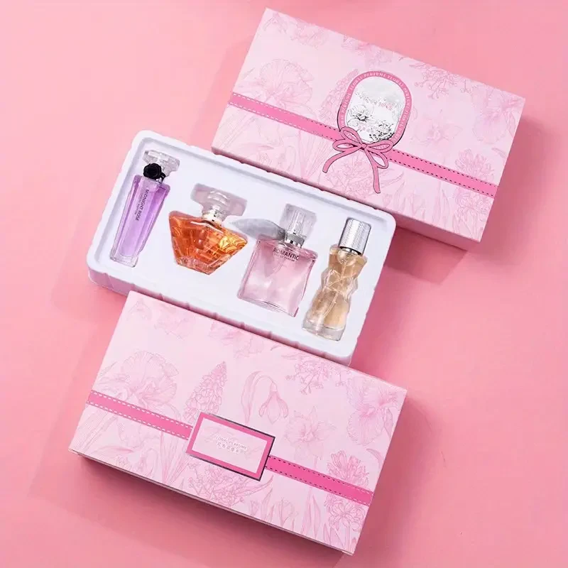 Women's Perfume Gift Set - Floral Scented Fresh Fragrance Collection, 4 Piece Variety Pack, 5-15% Concentration, Alcohol-Free & Aluminum-Free, Long-Lasting Liquid Perfumes for Students