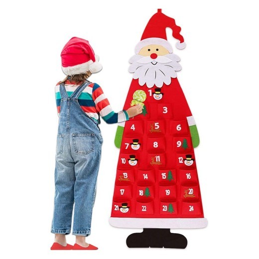 Advent Calendar Fabric Christmas Hanging Pendant Santa Claus Felt Ornaments DIY Advent Calendars Christmas Decoration