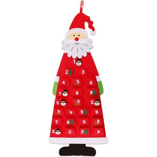 Advent Calendar Fabric Christmas Hanging Pendant Santa Claus Felt Ornaments DIY Advent Calendars Christmas Decoration