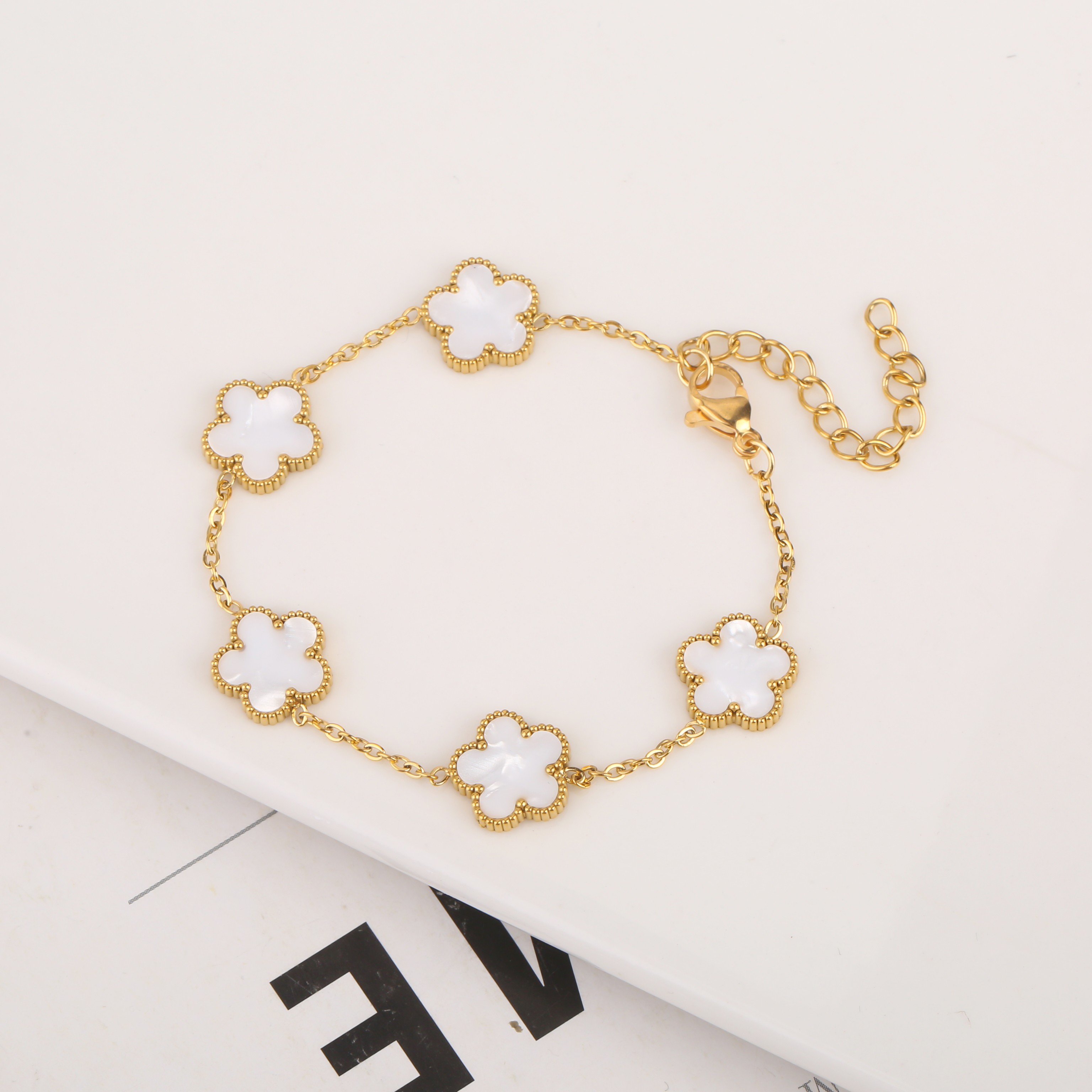Stainless Steel Adjustable Clover Bracelet