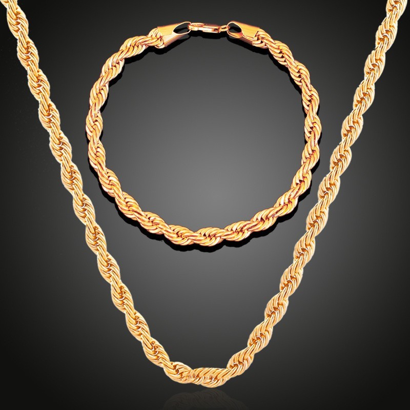 2pcs Twist Chain Necklace & Bracelet Jewelry Set  Elegant Matching Accessories