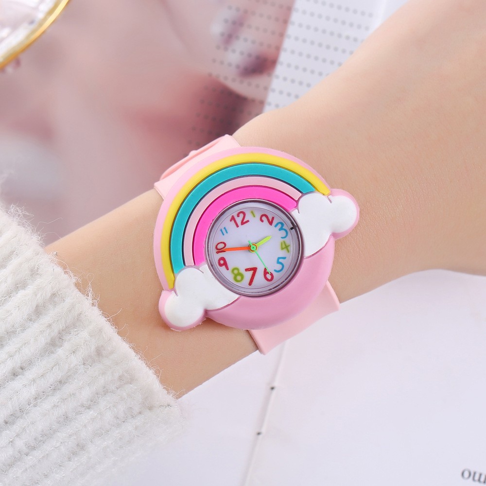 2024 Rainbow Cloud Silicone Kids Watch  Cute Cartoon Quartz Watch for Boys & Girls