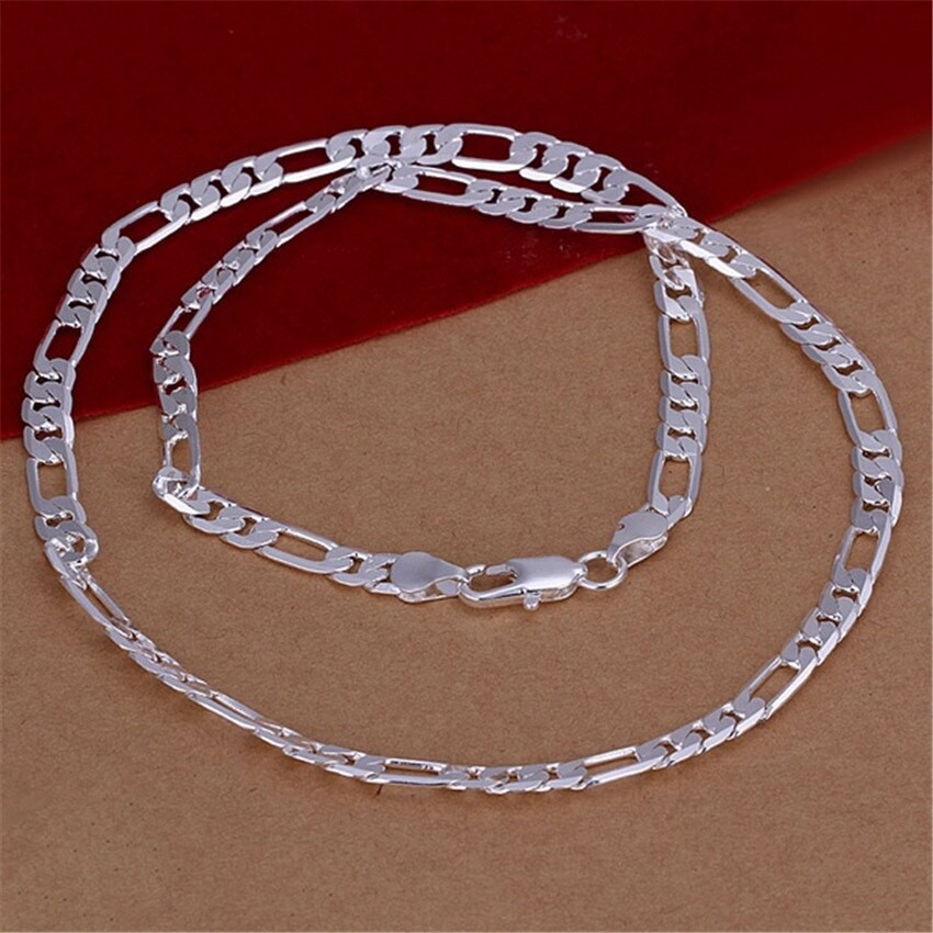 6mm Flat Silver Chain Necklace  High-Quality Unisex Fashion Jewelry