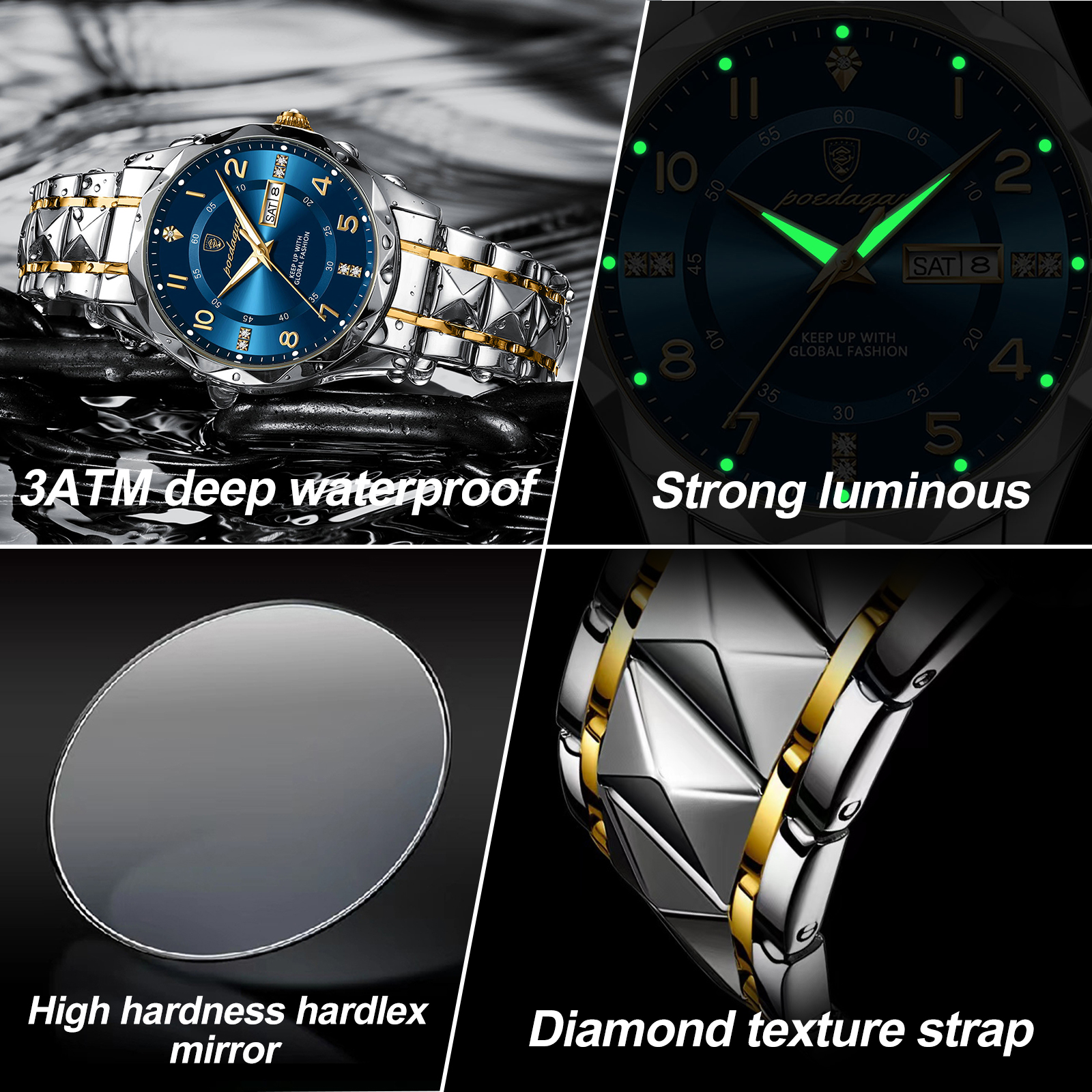 POEDAGAR Luxury Mens Quartz Watch