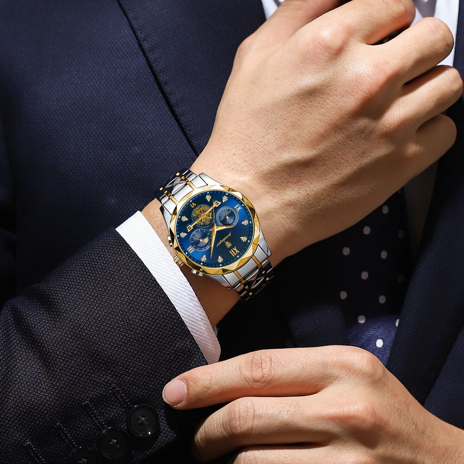 POEDAGAR Luxury Mens Quartz Chronograph Watch